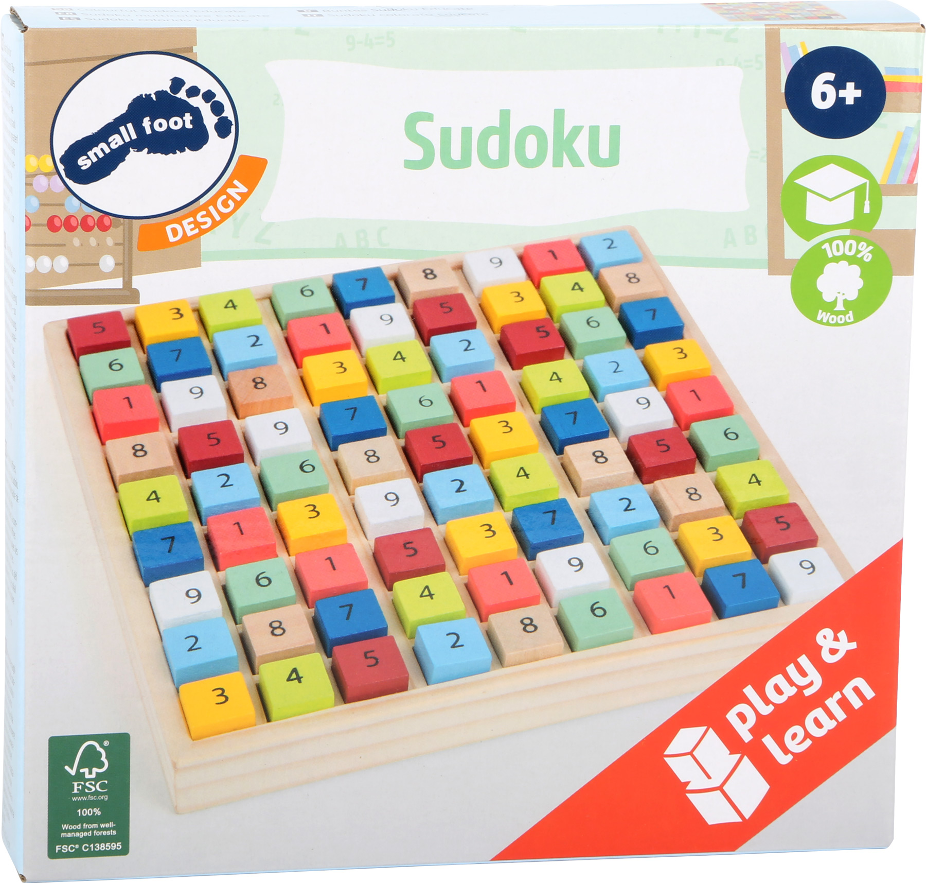 wood color sudoku board cubes